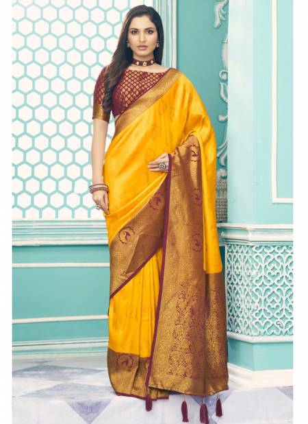 Dark Yellow Colour Anmol Pattu Rajyog New Designer Latest Ethnic Wear Saree Collection 14008